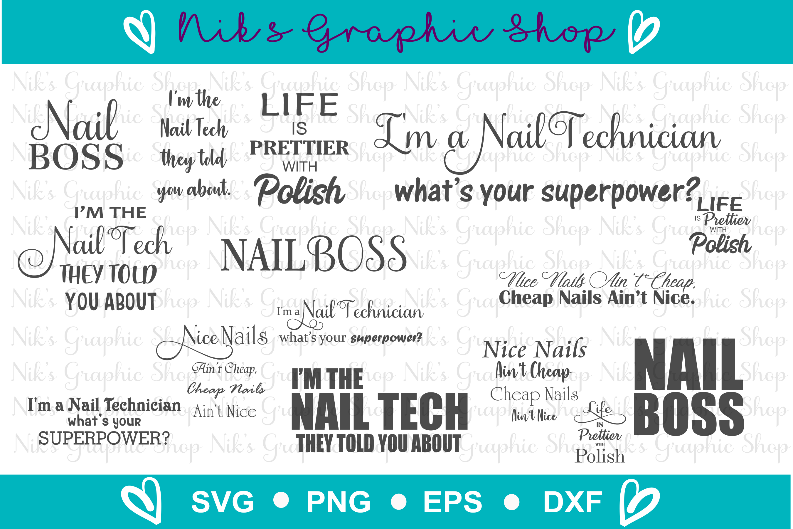 Download Nail Tech Svg BUNDLE, Svg Png Cut Files, 15 Styles (74268) | SVGs | Design Bundles