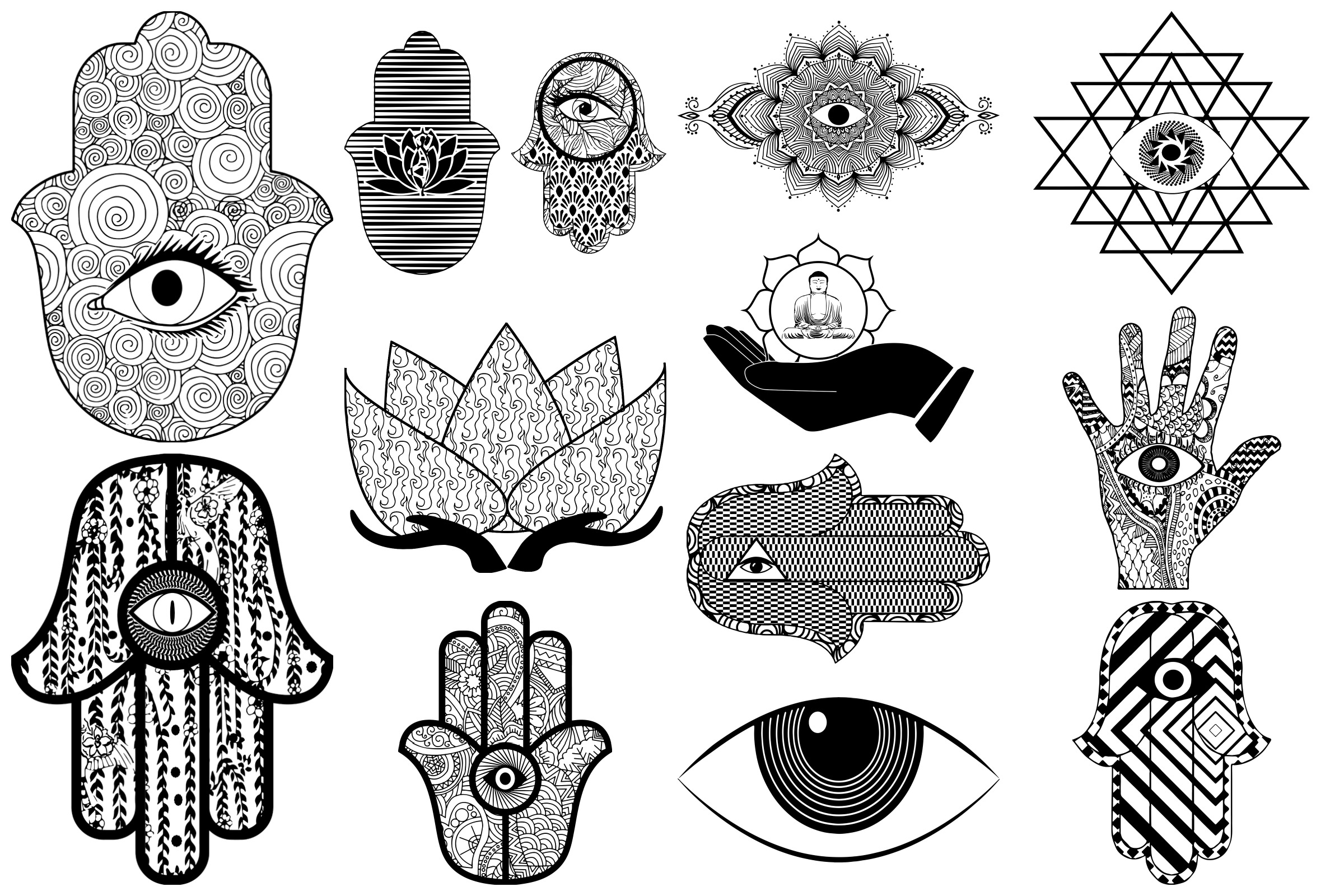Hamsa Evil Eye, Henna, Etc. AI EPS PNG Clip Art (162349 ...