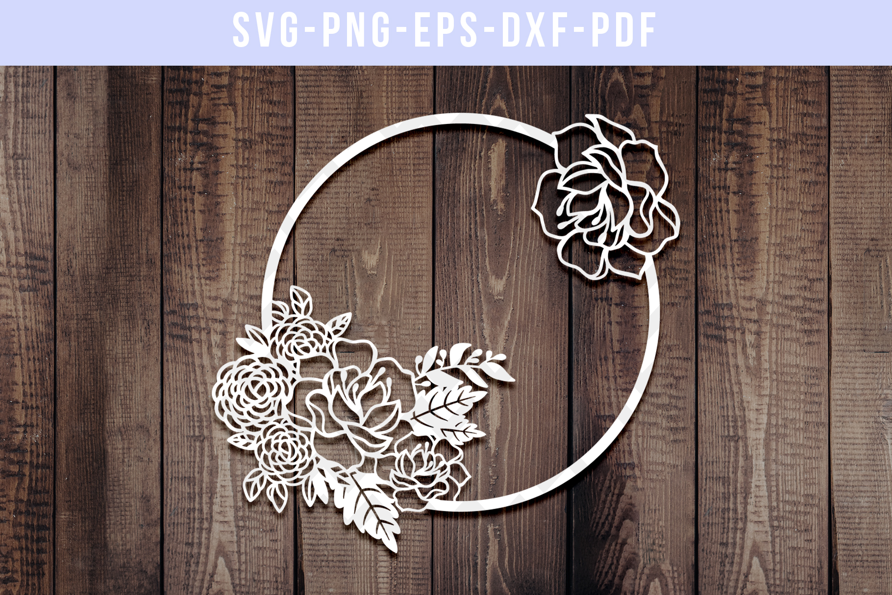 Download Peony Wreath 1 Papercut Template, Flower Decor SVG, PDF, DXF (260160) | Paper Cutting | Design ...