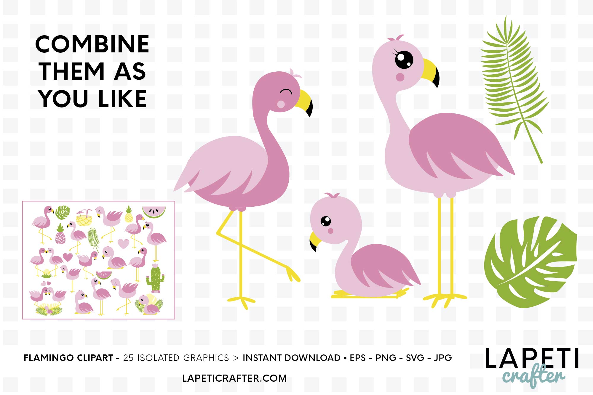 Download Pink flamingo illustration, summer clipart, tropical vector