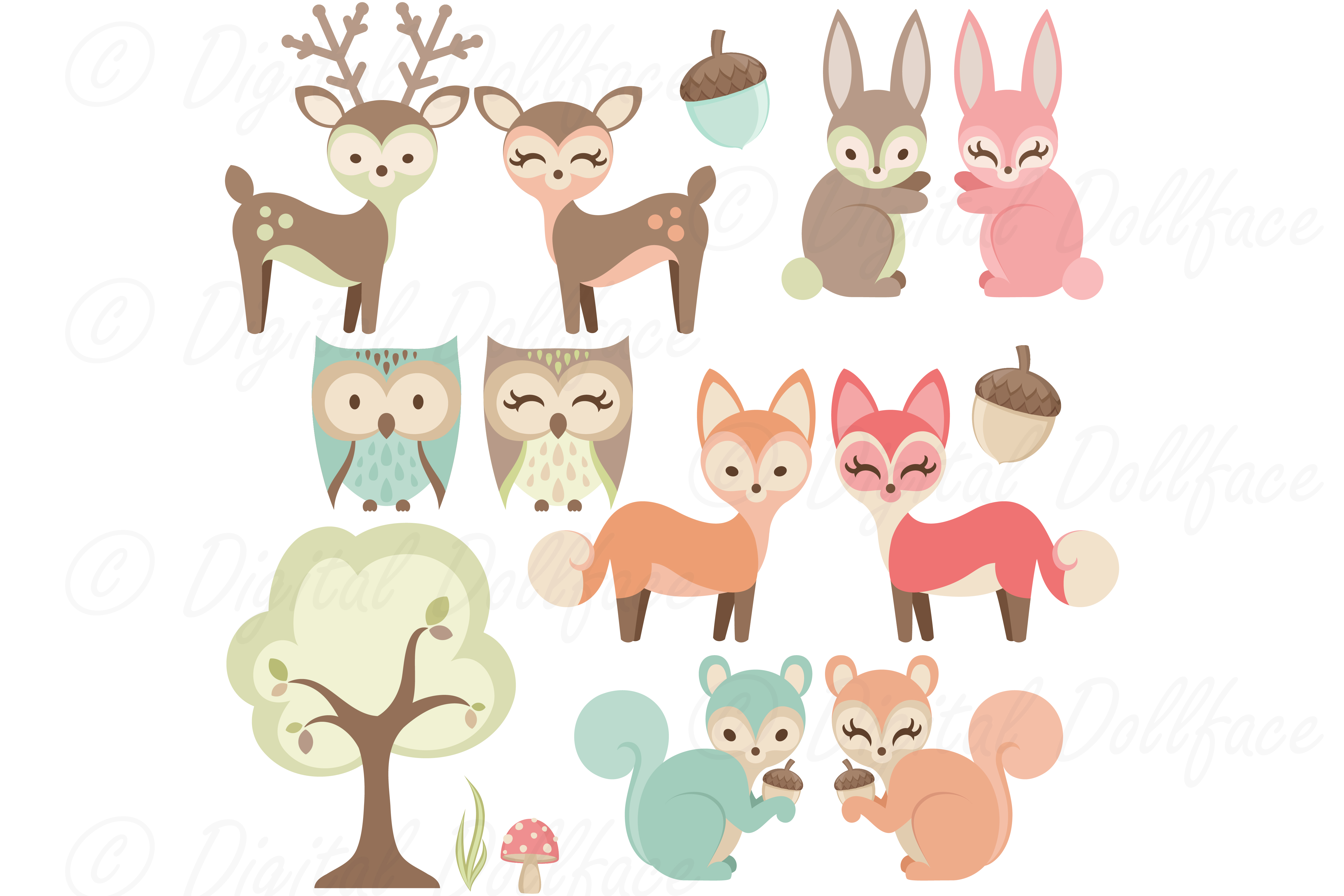 Forest Friends Clipart Set (77299) | Illustrations | Design Bundles