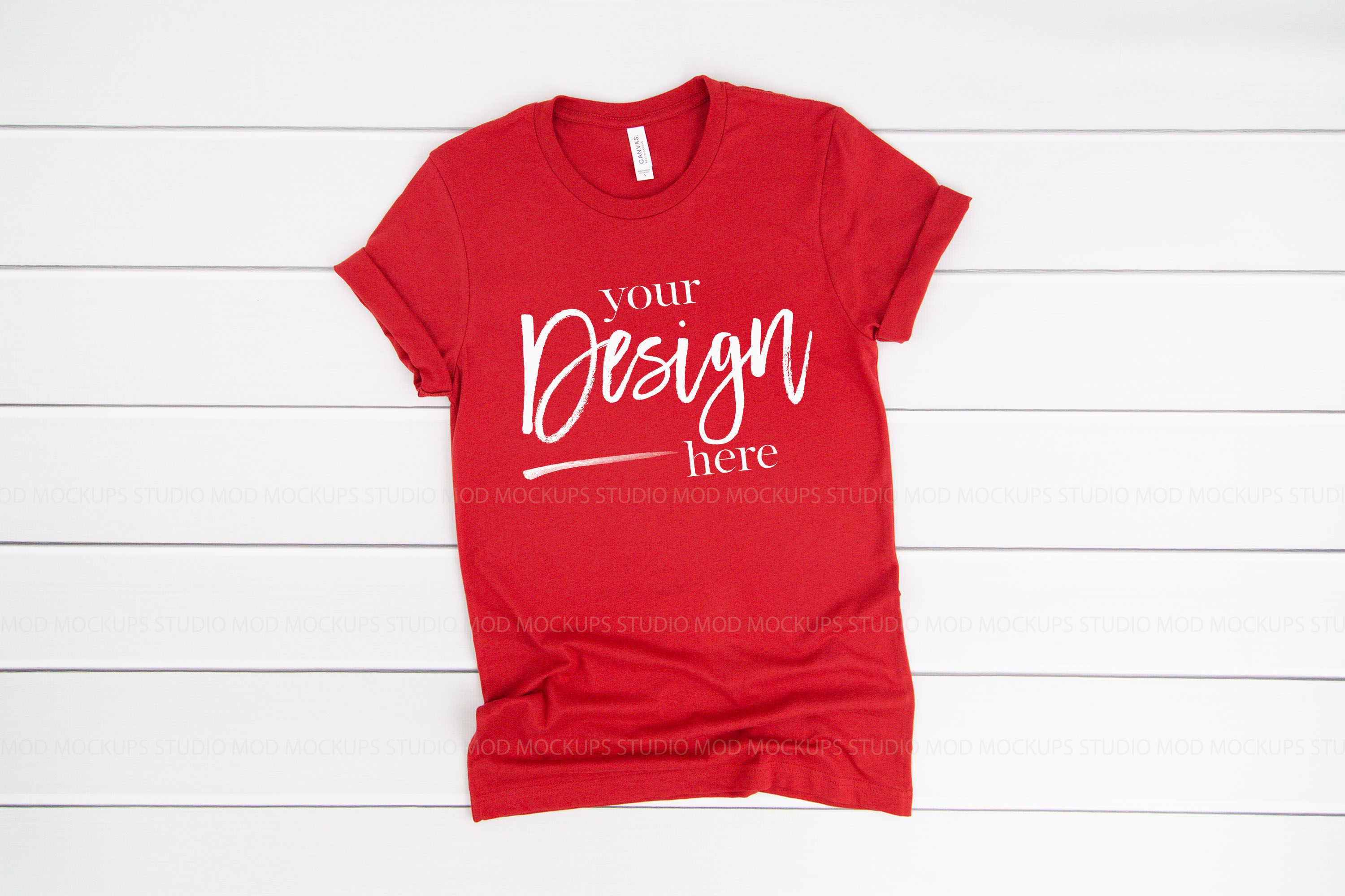 Canvas Red T-Shirt Mockup | 3001 Bella and Canvas Mock up