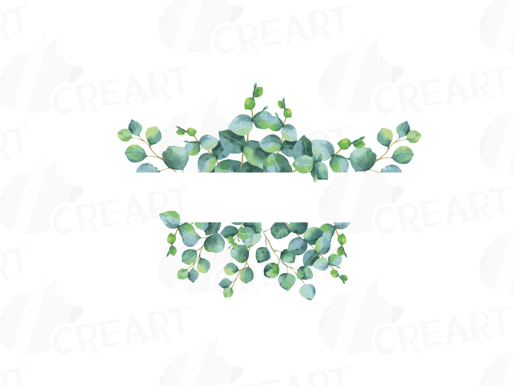 Download Eucalyptus frames watercolor clip art pack, Eucalyptus ...