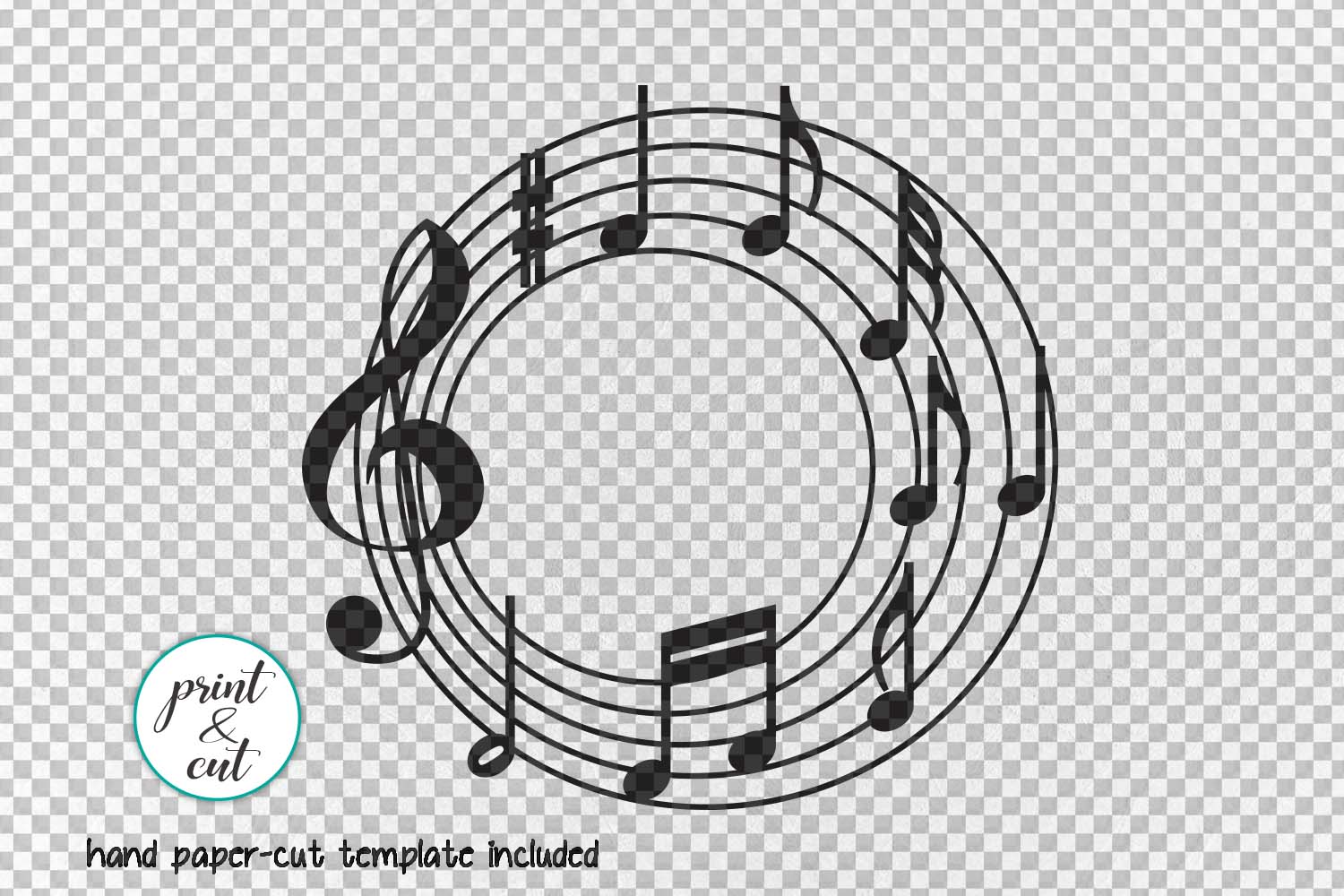 Download Music Musical notes circle monogram template for cutting ...