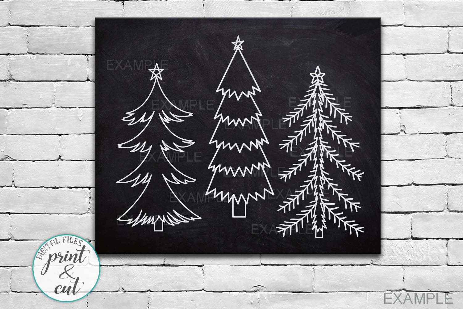 Primitive Vintage Christmas trees bundle vertical sign svg