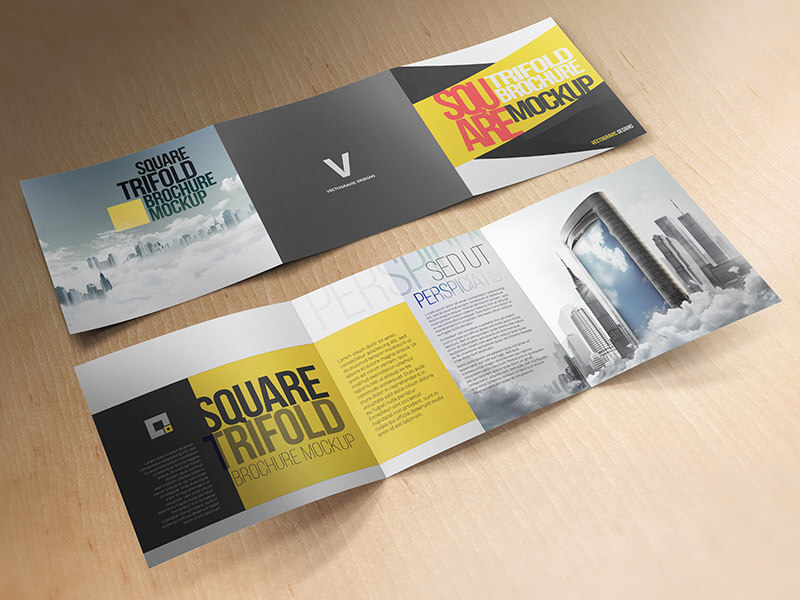 Download Square Tri-fold Brochure Mock-ups