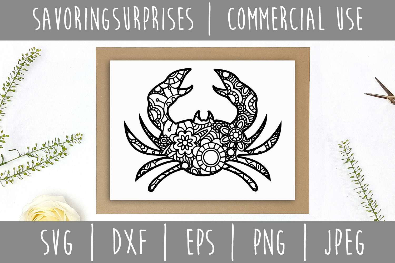 Download Crab Mandala Zentangle SVG, DXF, EPS, PNG, JPEG (280396 ...