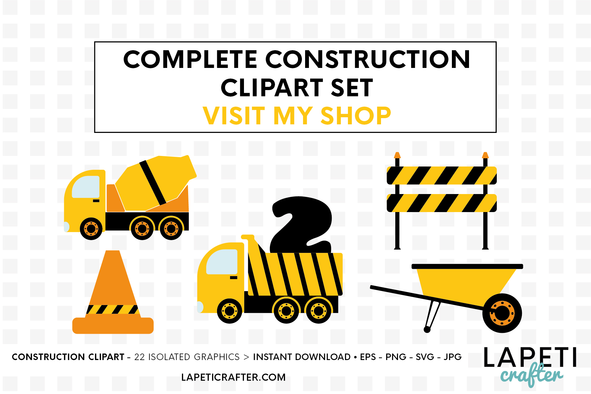 Download Construction birthday numbers, yellow excavator clipart