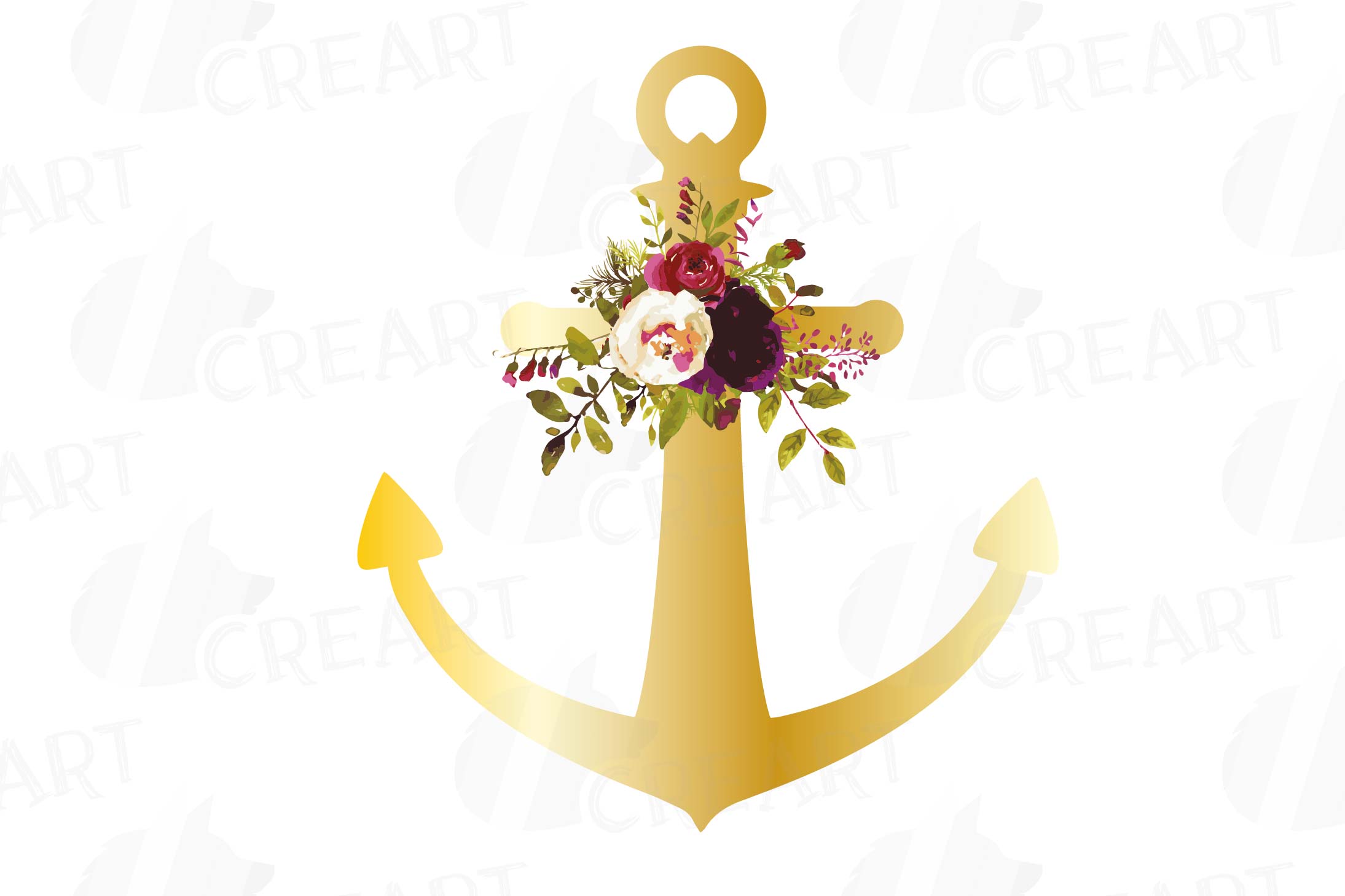 Download Floral anchor clip art collection, watercolor floral ...