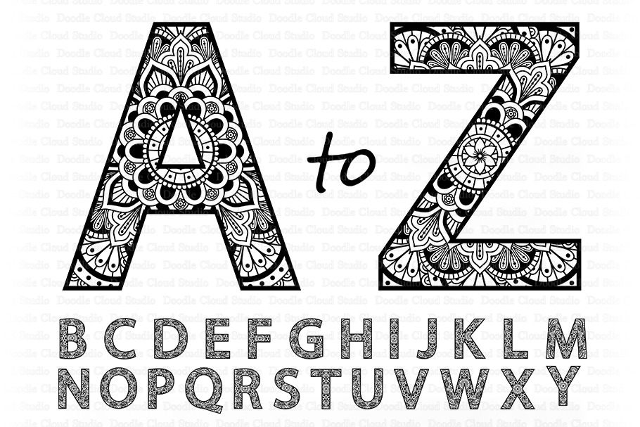 Download Mandala Alphabet SVG, Mandala Letters SVG, Alphabet ...