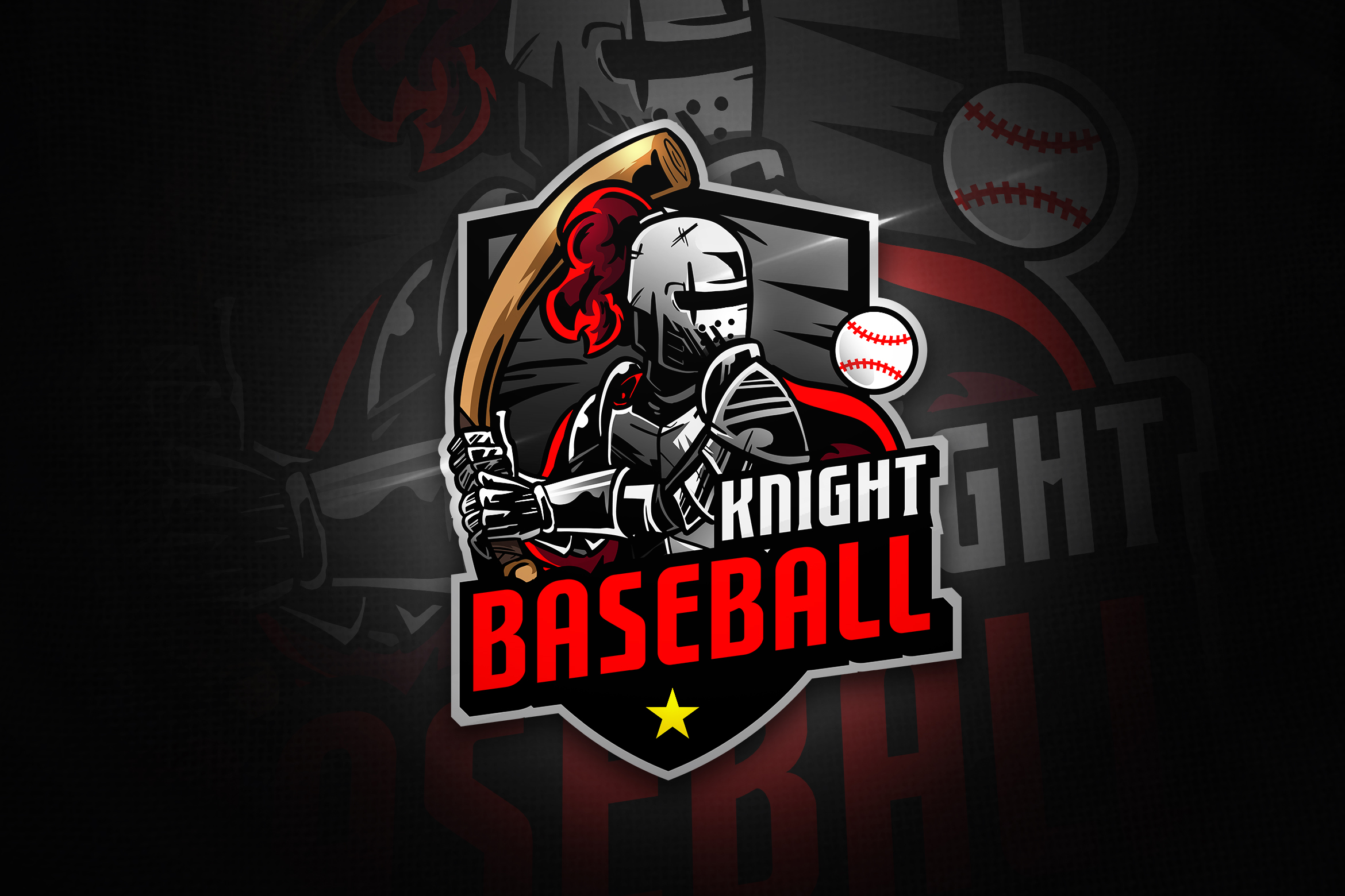 Baseball Knight Mascot & Esport Logo