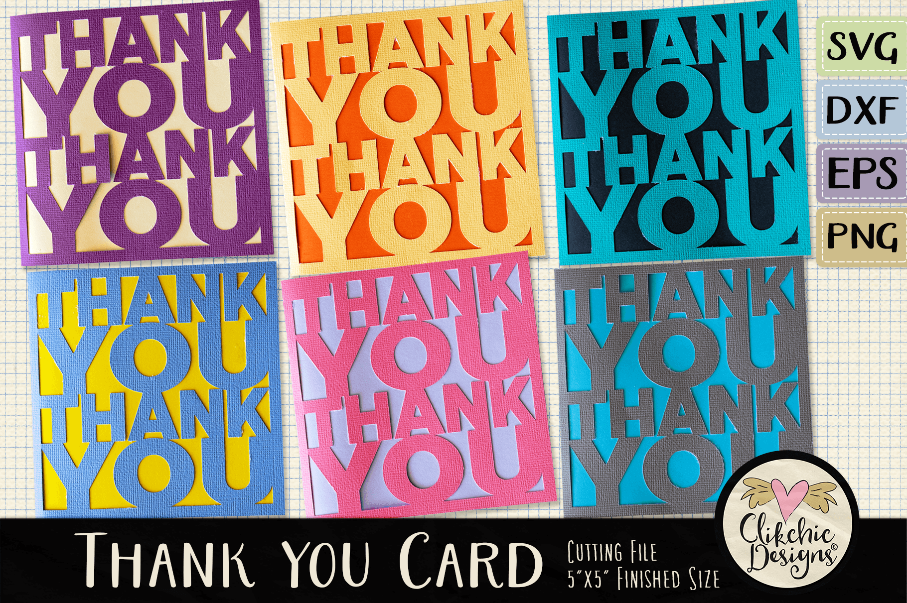 Download Thank You Card SVG - Thanks Card Cutting File, DXF, PNG, EPS