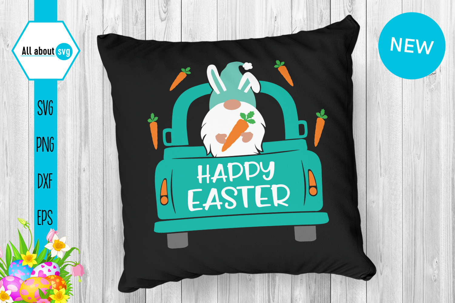 Download Easter Gnome In Truck Svg, Easter Bunny Gnome Svg