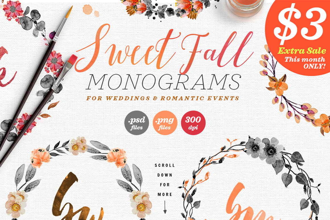 Download 8 Sweet Fall Wedding Monograms X (37990) | Illustrations ...