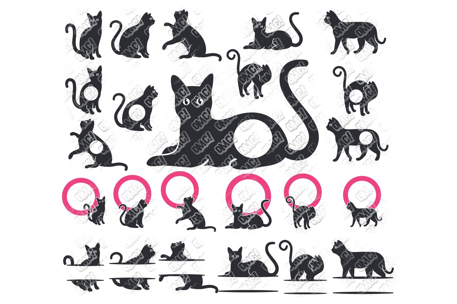 Download Cat SVG Monogram Bundle in SVG, DXF, PNG, EPS, JPG