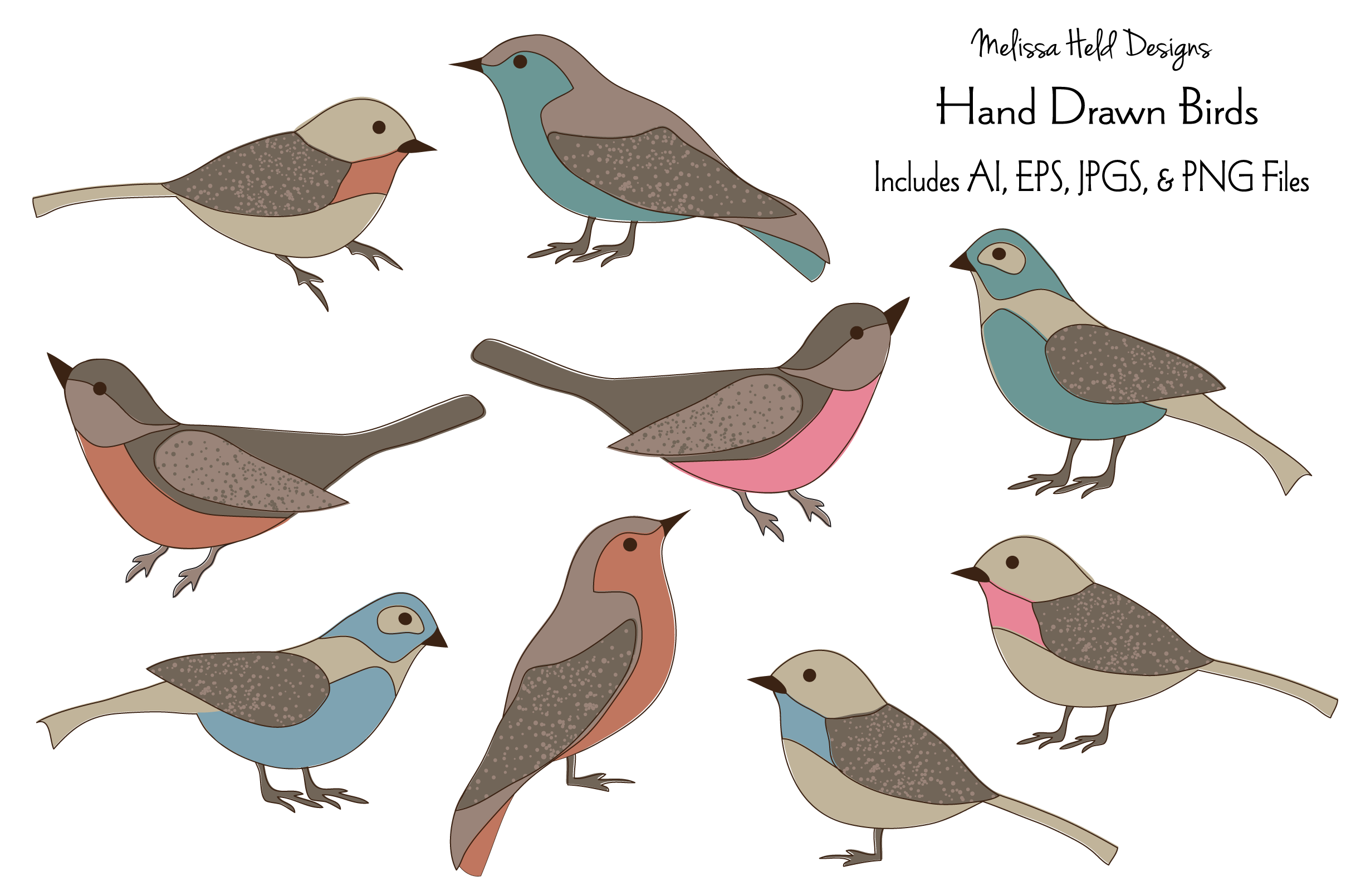 Hand Drawn Birds (162831) | Illustrations | Design Bundles