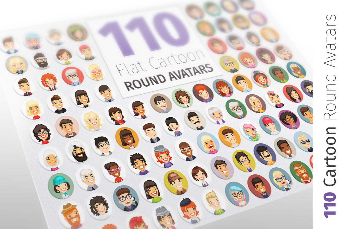 Flat Cartoon Round Avatars Big Collection