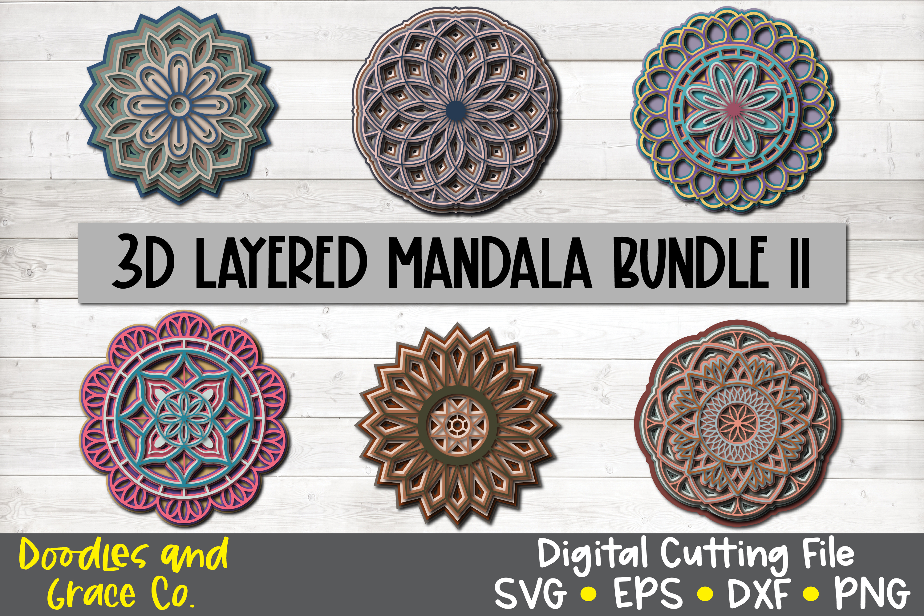 3D Layered Mandala Bundle - SVG - PNG - EPS - DXF