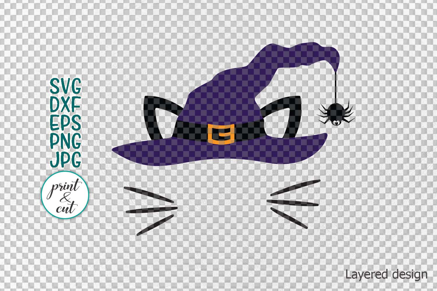 Download Halloween cat face circle monogram svg colored layered ...