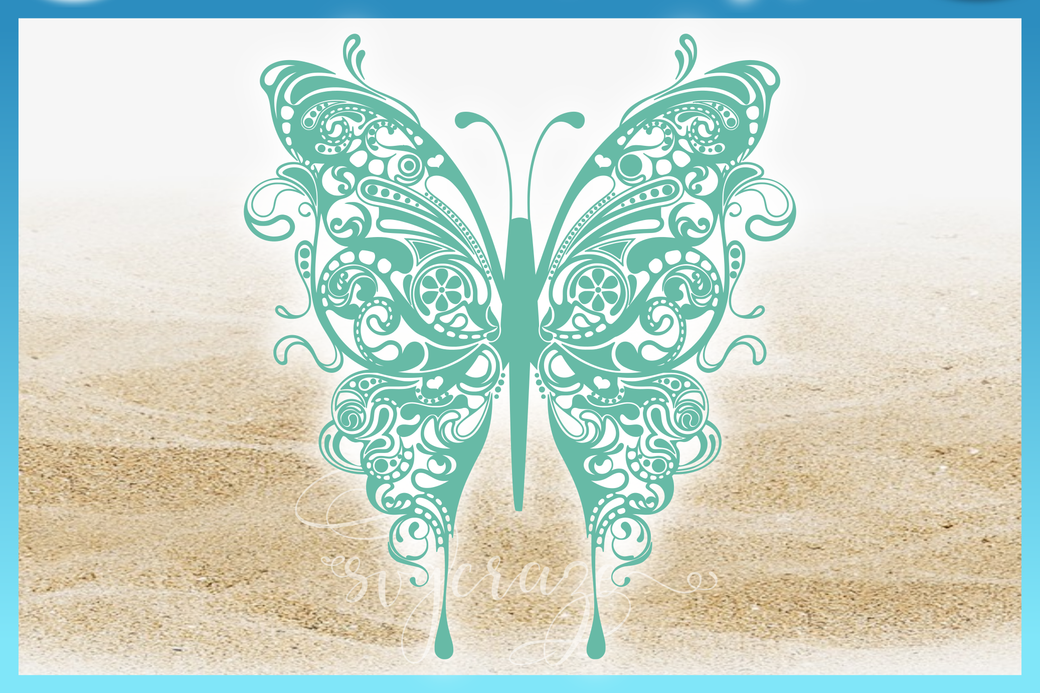 Download Beautiful Butterfly Mandala Zentangle SVG Dxf Eps Png Files