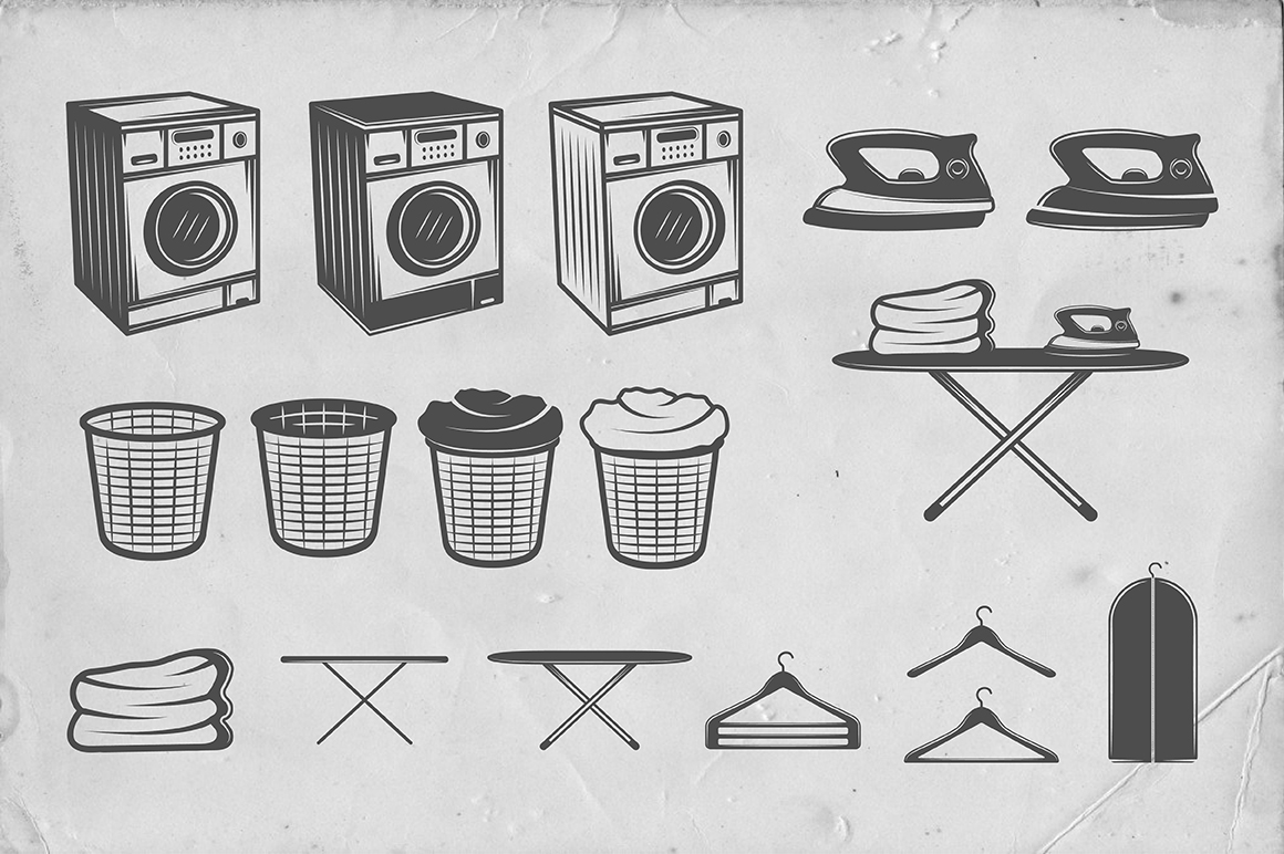 Set of Vintage Laundry Emblems (174773) | Logos | Design Bundles