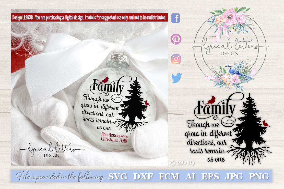 Christmas Family Tree Quote with Cardinal SVG DXF FCM LL263B (162324