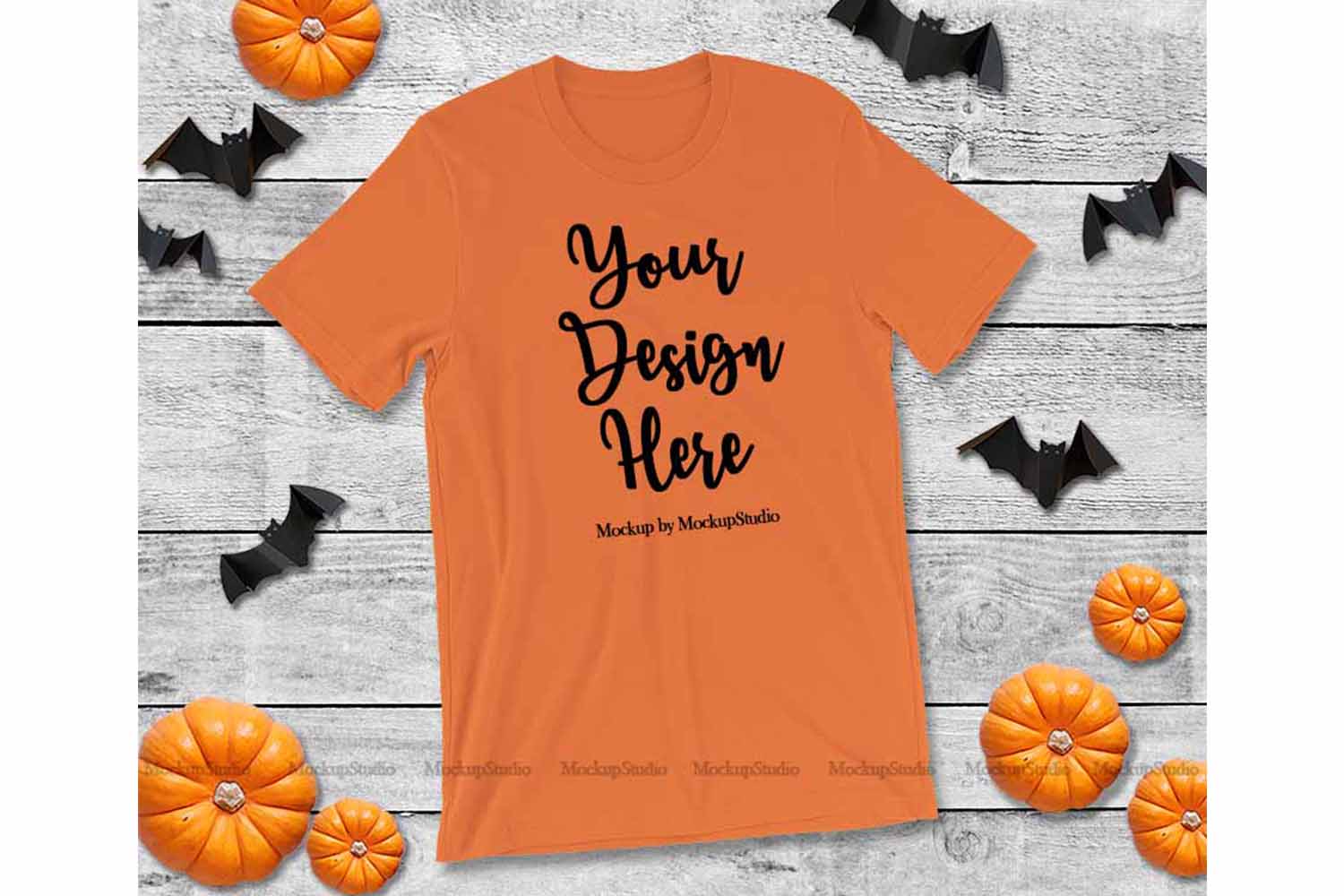 Download Halloween Orange T-Shirt Mock Up, Fall Bella Canvas 3001 (144221) | Mock Ups | Design Bundles