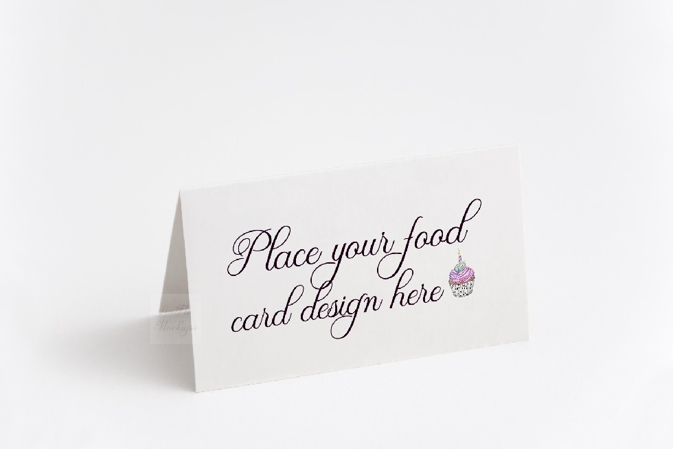 Download Blank food Card Mock up photo Table number guest tag mockup