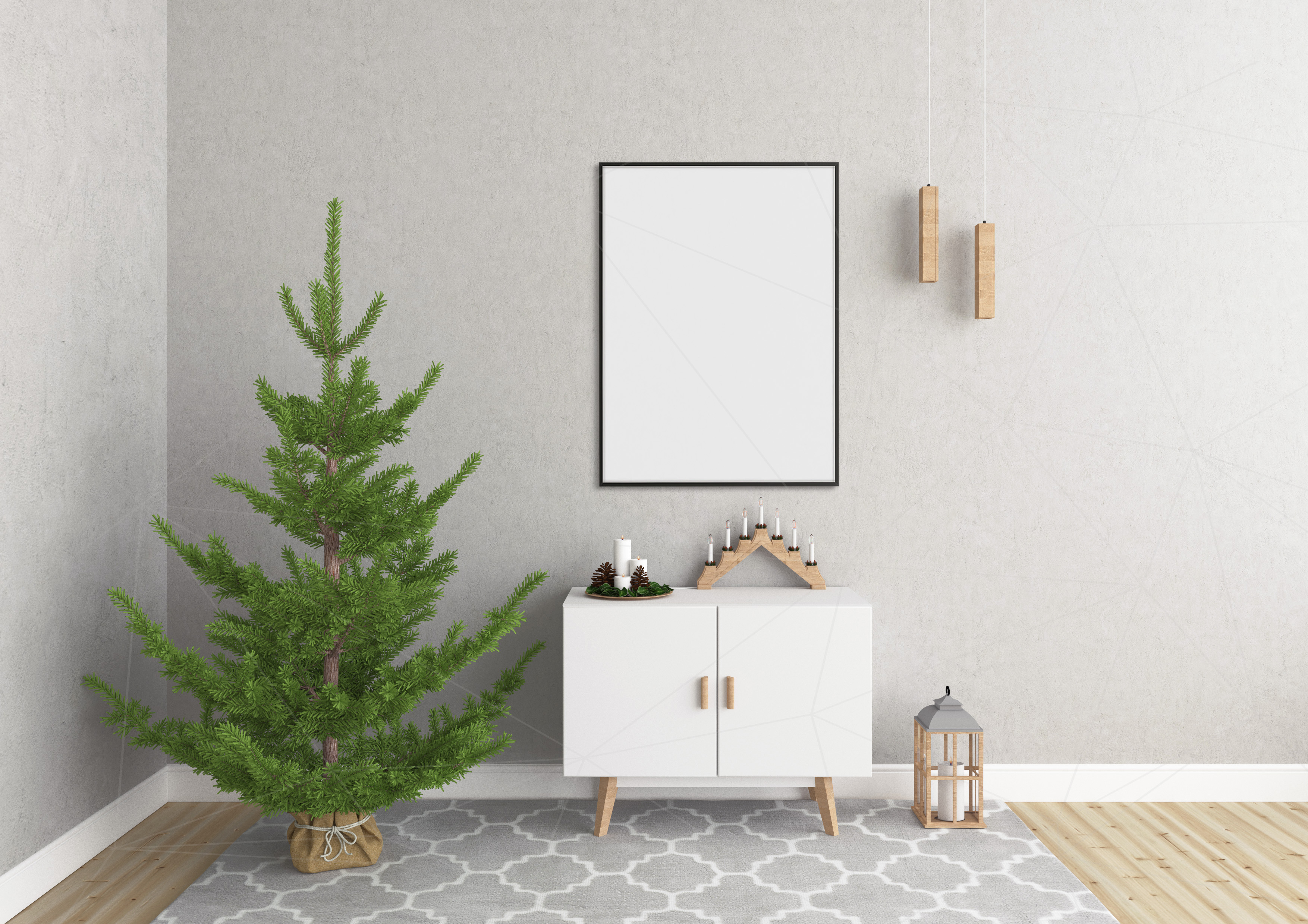 Download Christmas interior mockup bundle - blank wall mock up