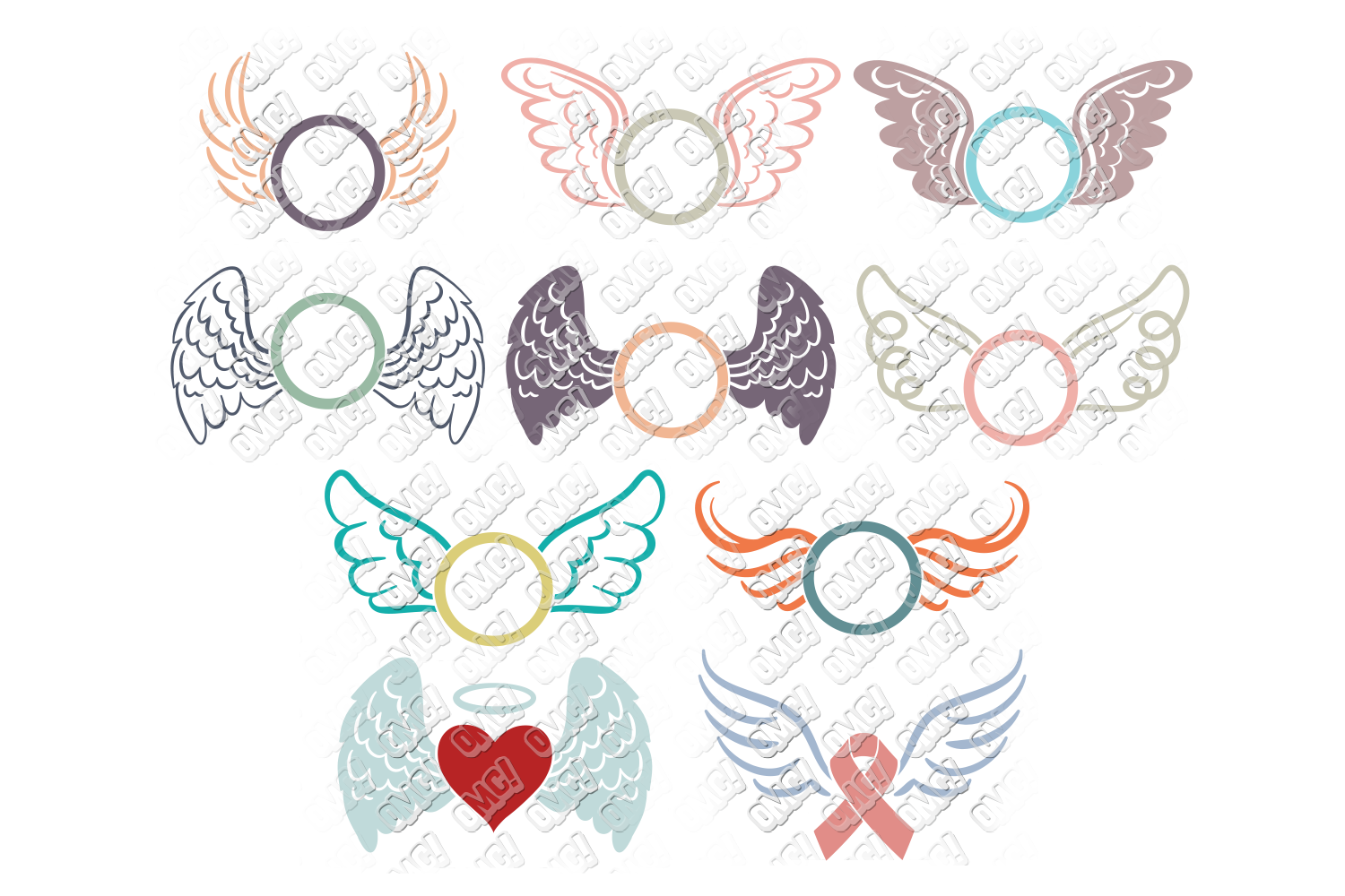 Download Angel Wings SVG Monogram in SVG DXF PNG JPEG EPS (108805 ...