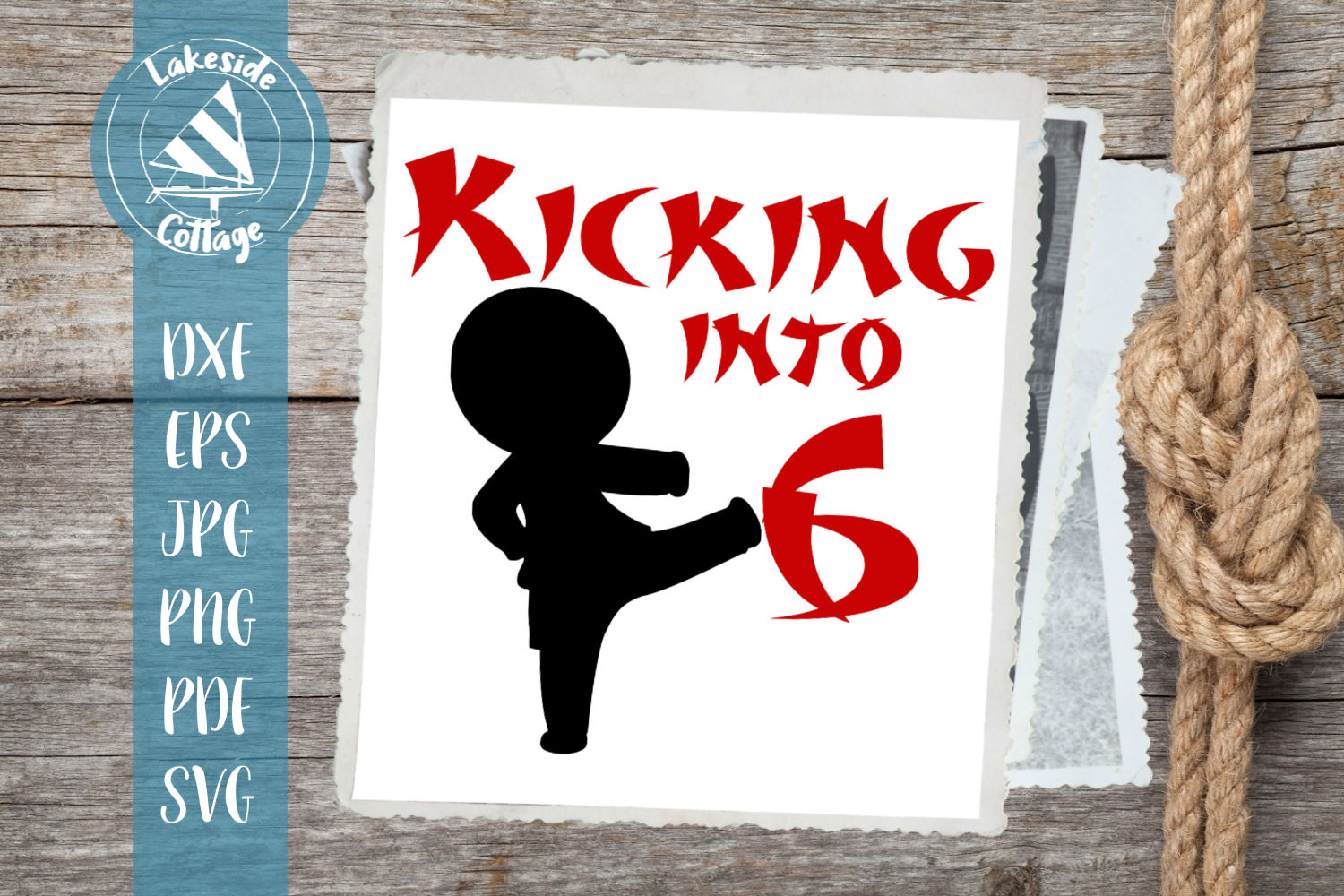 Download Kicking into 6 Boy- Martial Arts Inspired 6th Birthday SVG