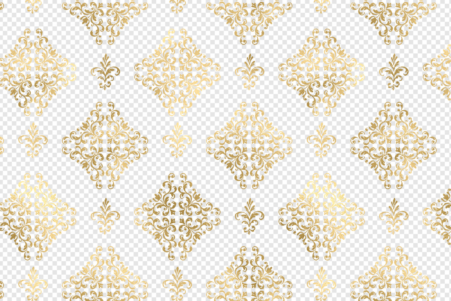 Gold Damask Pattern Overlays