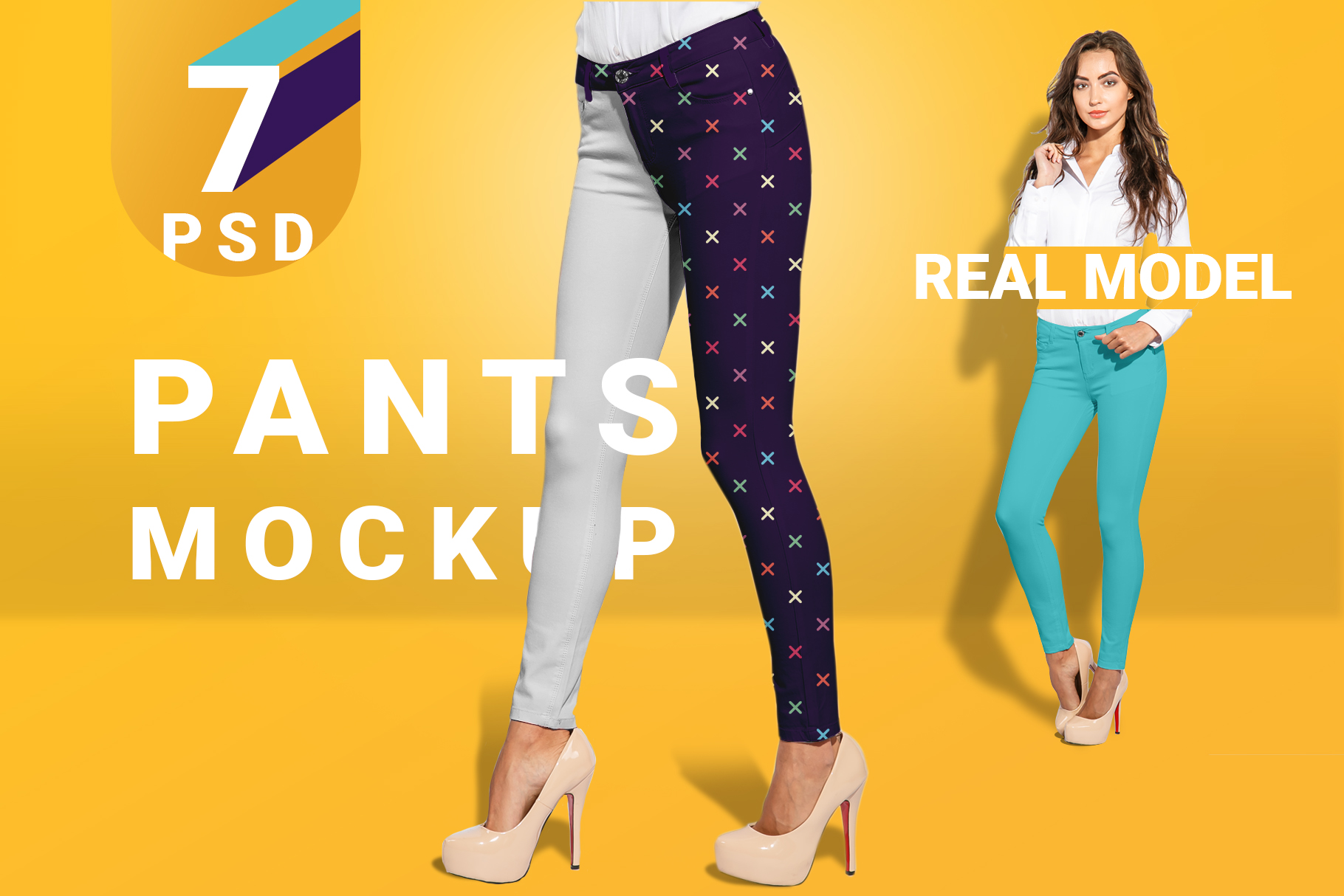 Women's pants mockup set (126962) | Mock Ups | Design Bundles