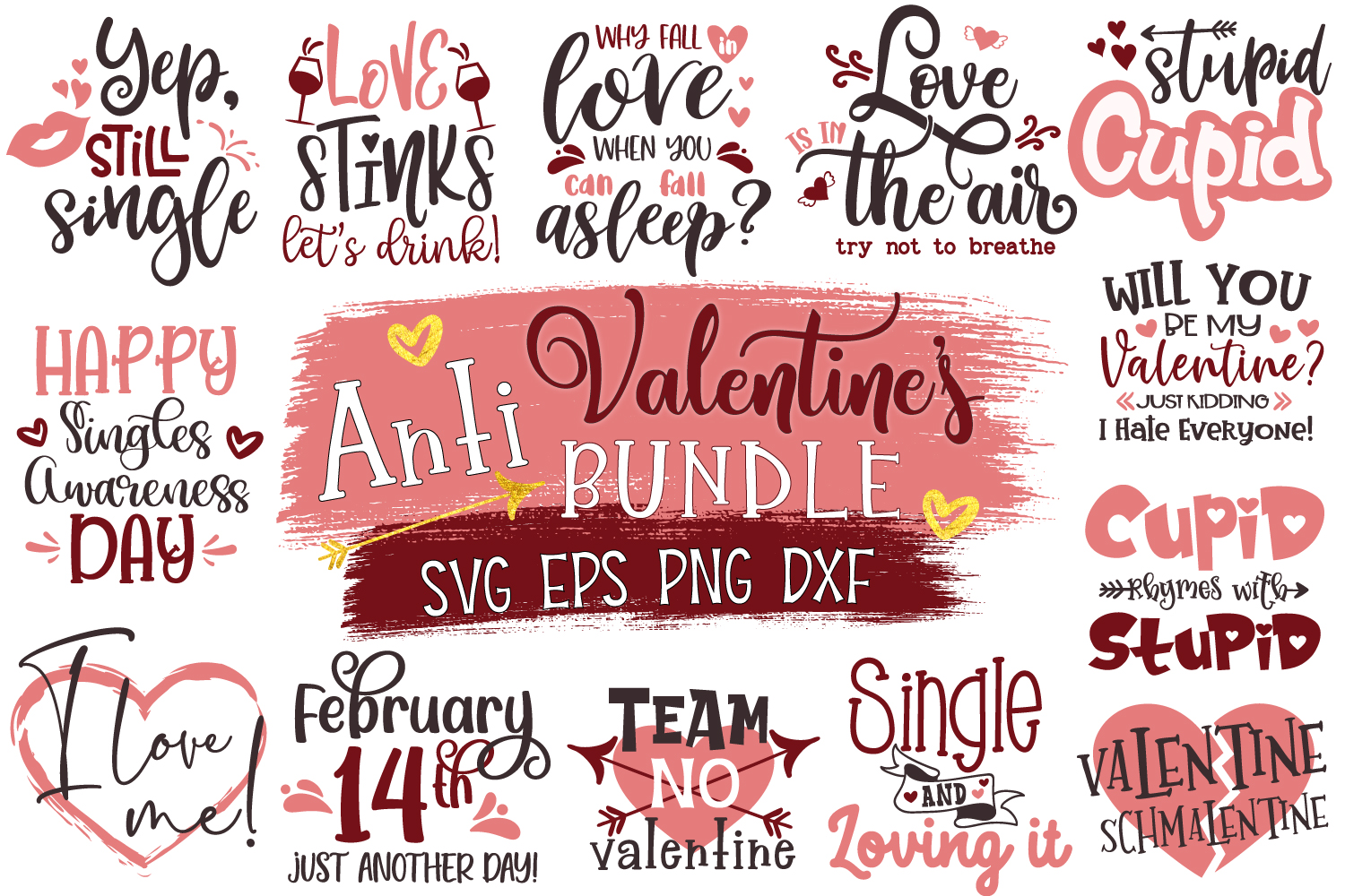 Anti Valentine S Day Bundle Funny And Snarky Valentine Day