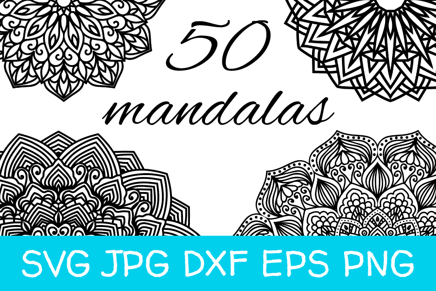 Download 50 mandalas bundle SVG, JPG, DXF, EPS, PNG cut files