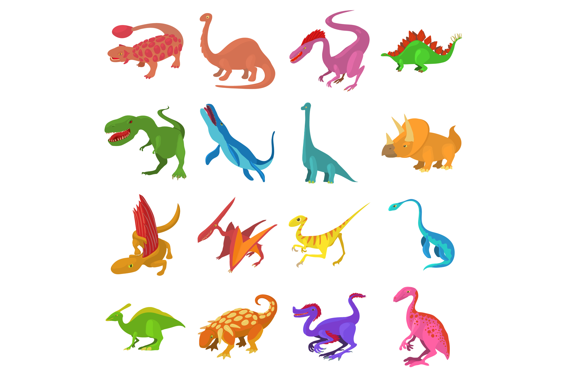 Download Dinosaur icons set, cartoon style (310047) | Illustrations ...