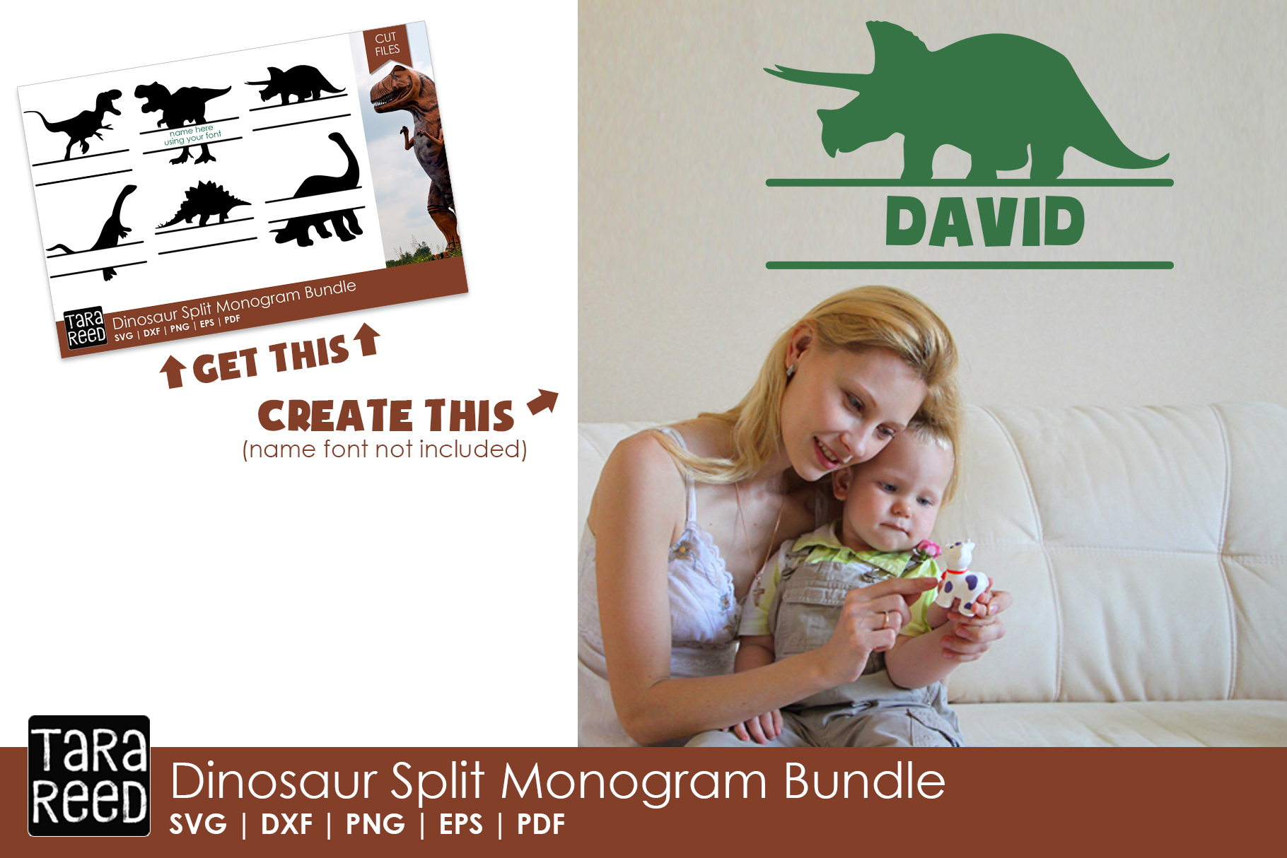 Download Dinosaur Split Monogram Bundle