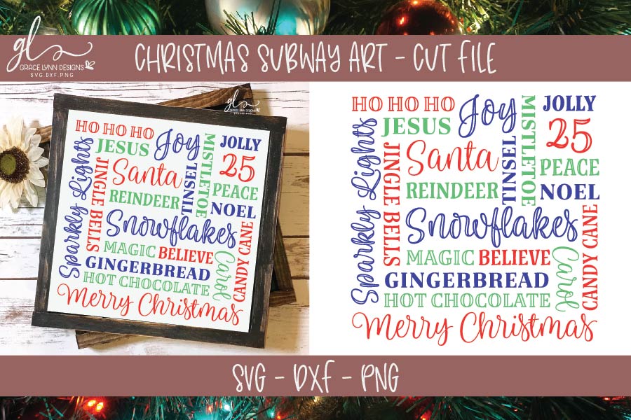 Download Christmas Subway Art - Christmas Word Art - SVG, DXF & PNG