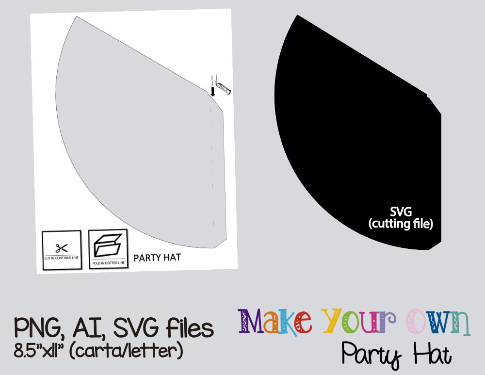 Download Party hat template, collage sheet template, digital ...