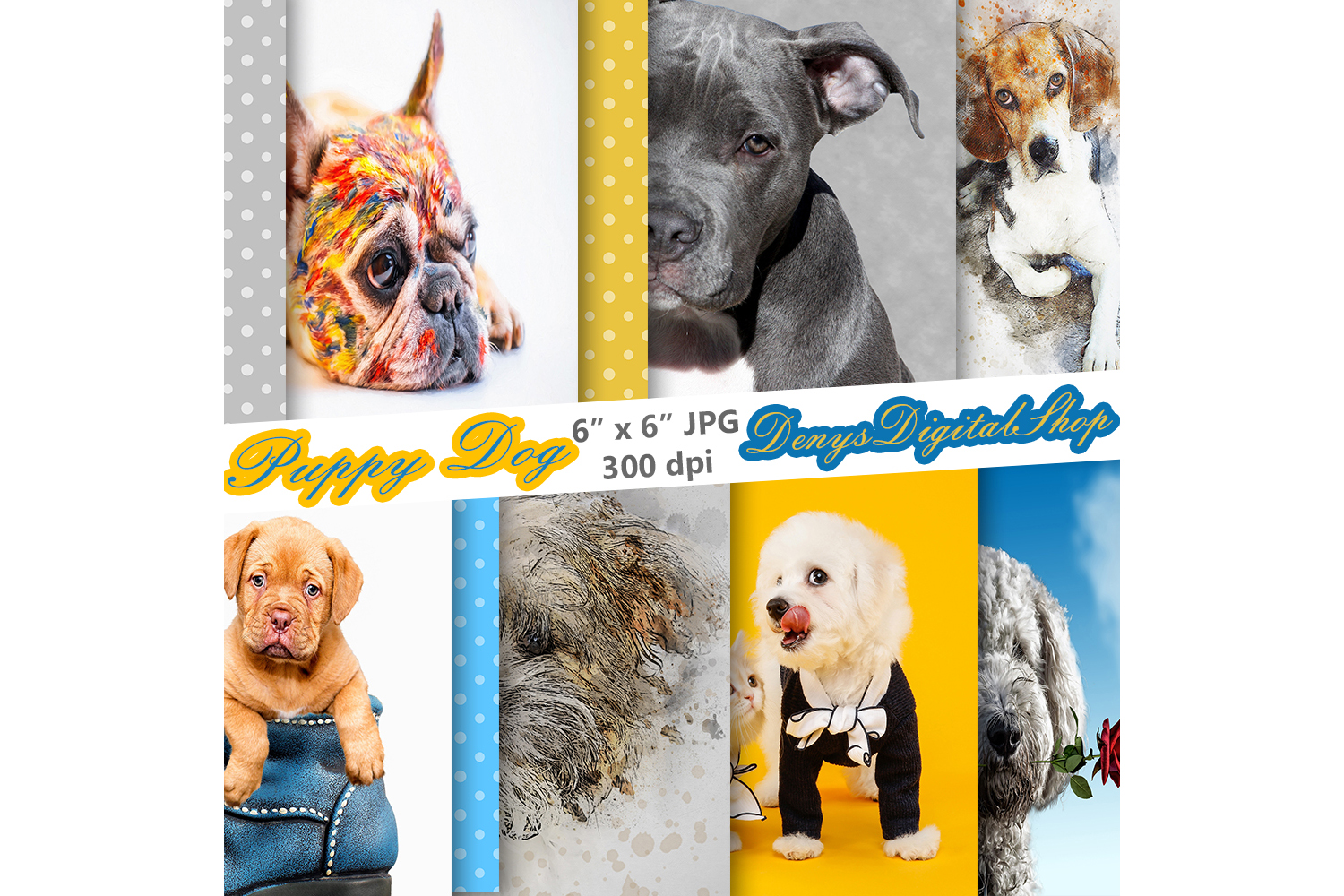 Puppy Dog Print, Puppy Party, Dog Paper,Dog Scrapbook, OFF50
