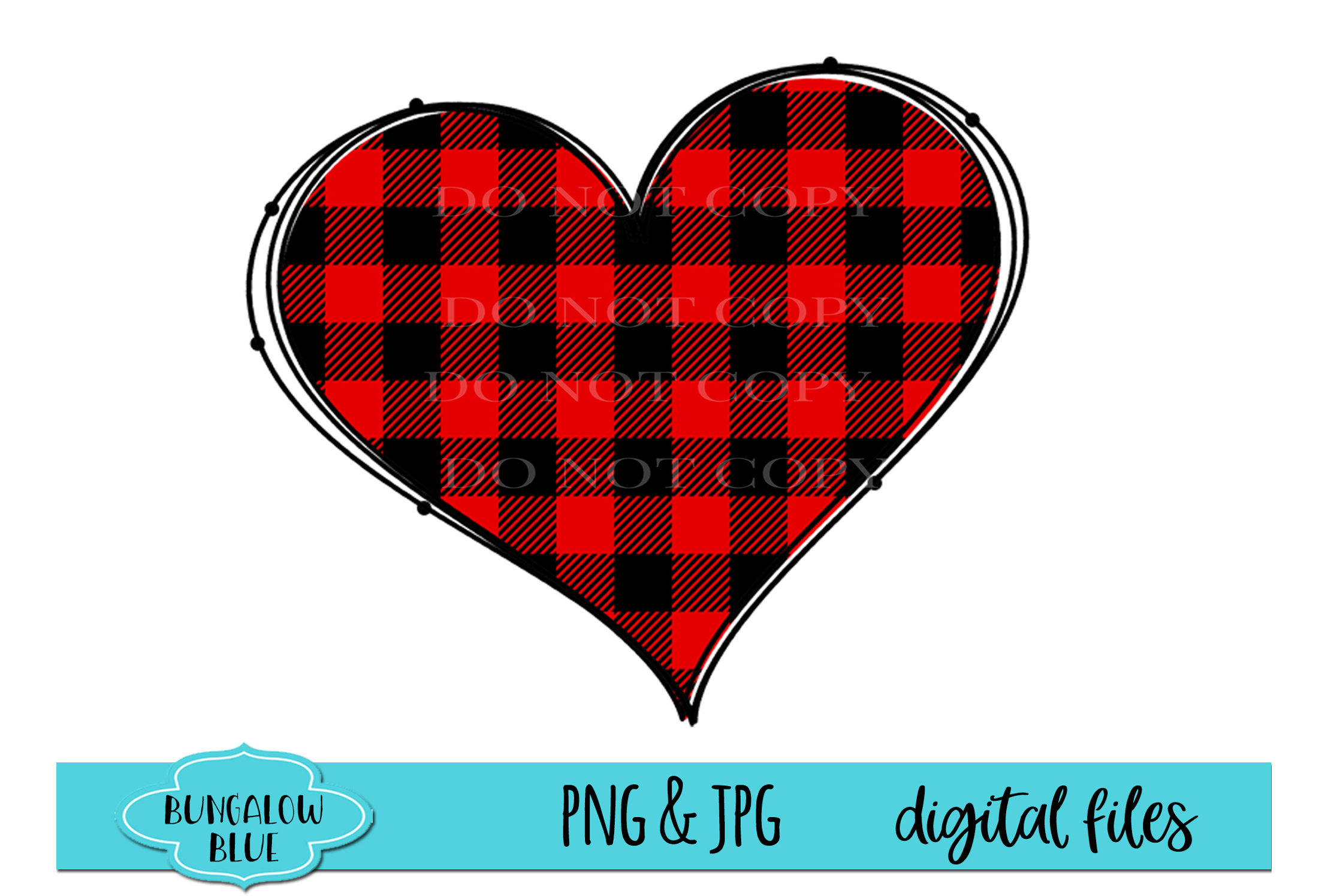 Buffalo Plaid Valentine Heart Digital Download