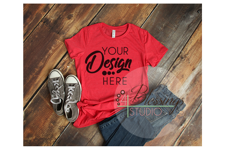 Download Bella Canvas Mockup 6004 Women TShirt Mockup Heather Red ...