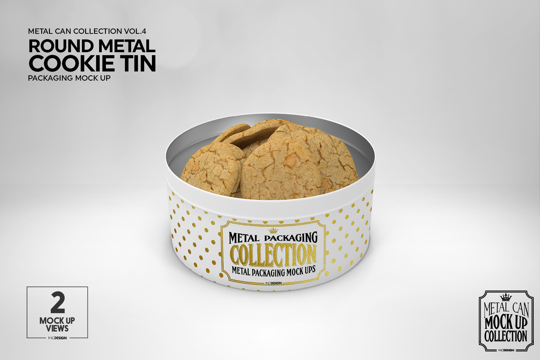 Download Metal Round Cookie Tin Packaging Mockup