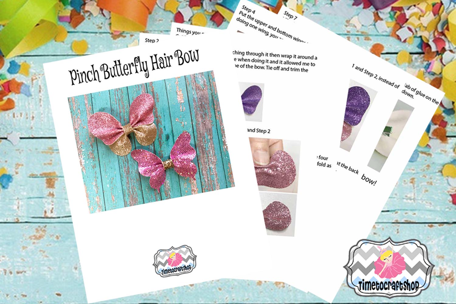 Pinch Butterfly Hair Bow Template. 3D Butterfly