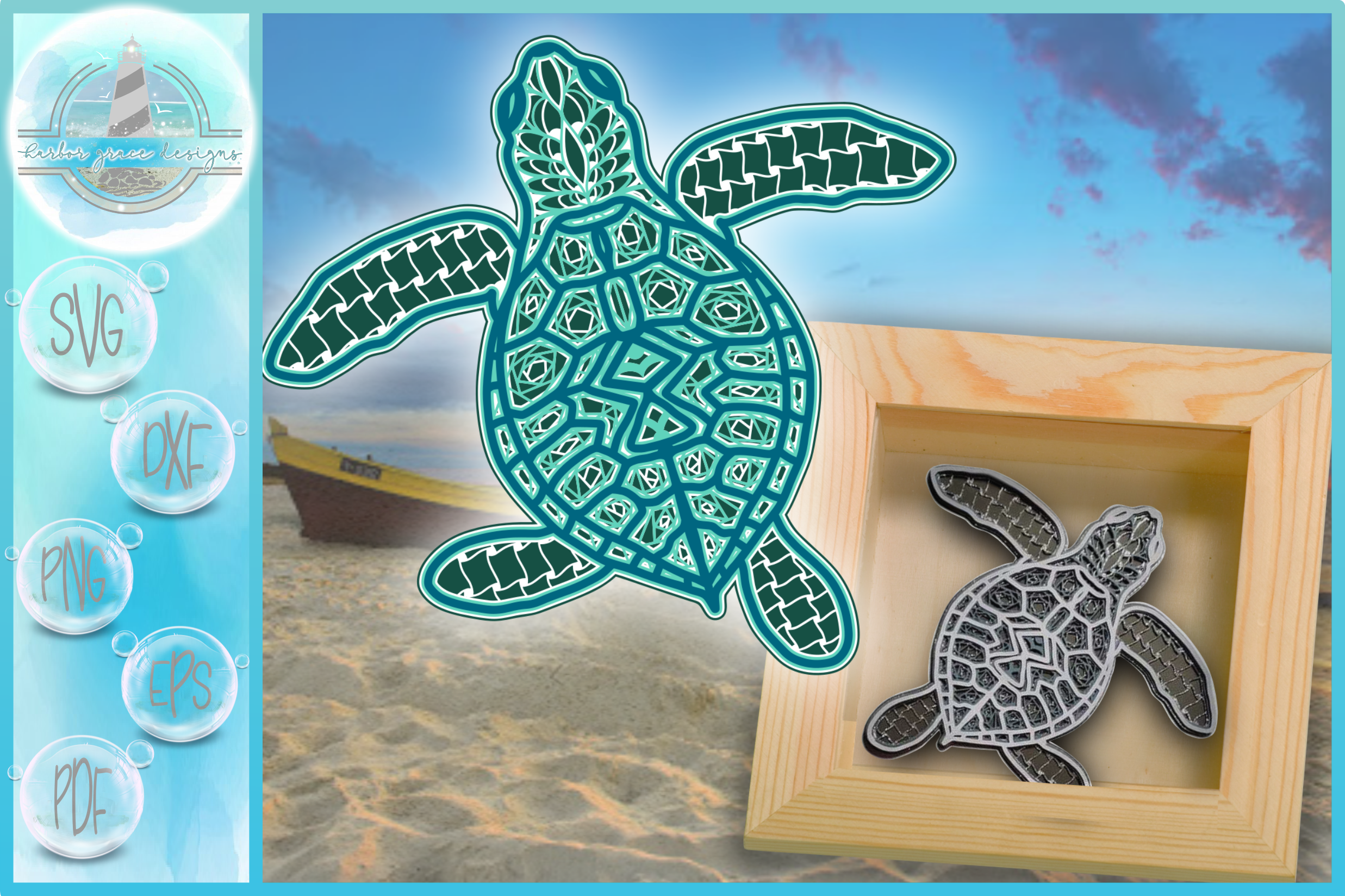 Download 3D Sea Turtle Mandala Multi Layered Mandala SVG