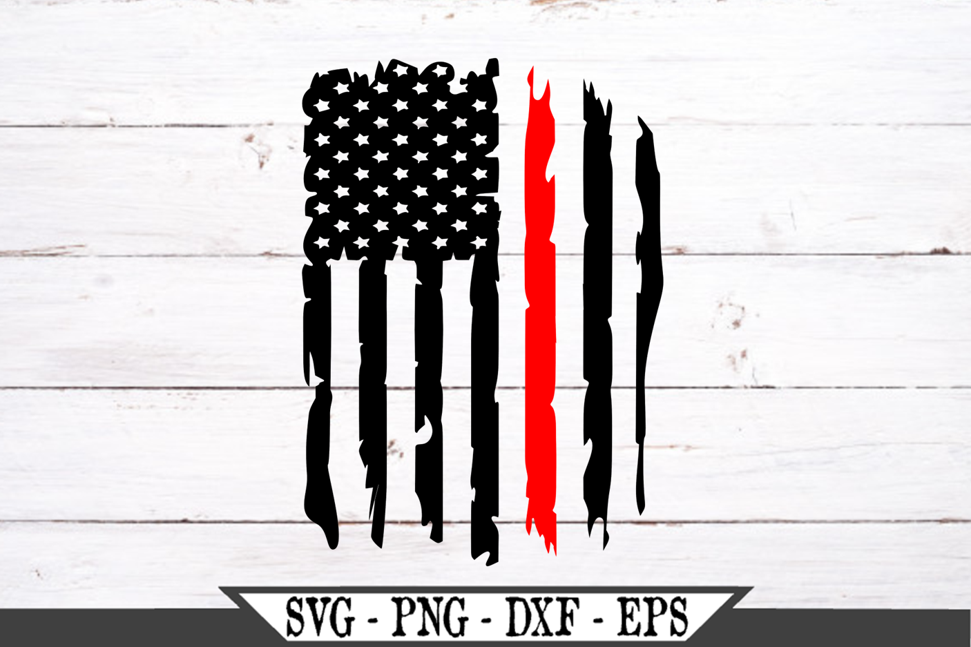 Firefighter Distressed American Flag With Thin Red Line SVG