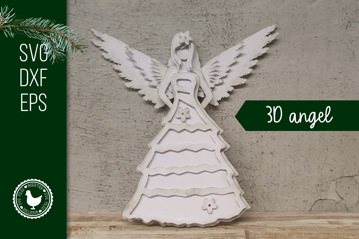 Download Vintage 3D angel, cardstock design, SVG cut file, Christmas (293018) | Paper Cutting | Design ...