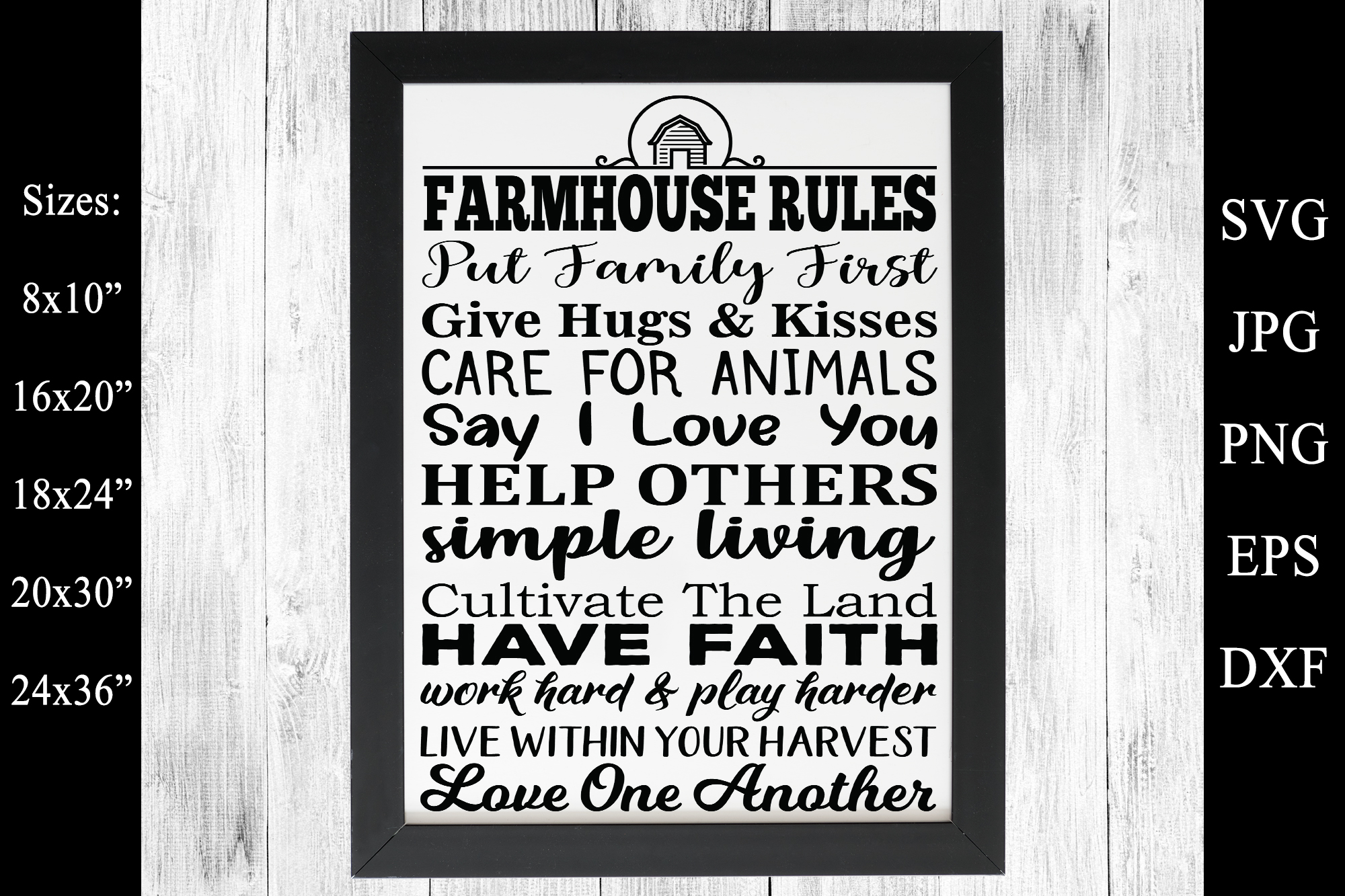 Download Farmhouse Rules SVG EPS PNG Farmhouse Rules Cut File
