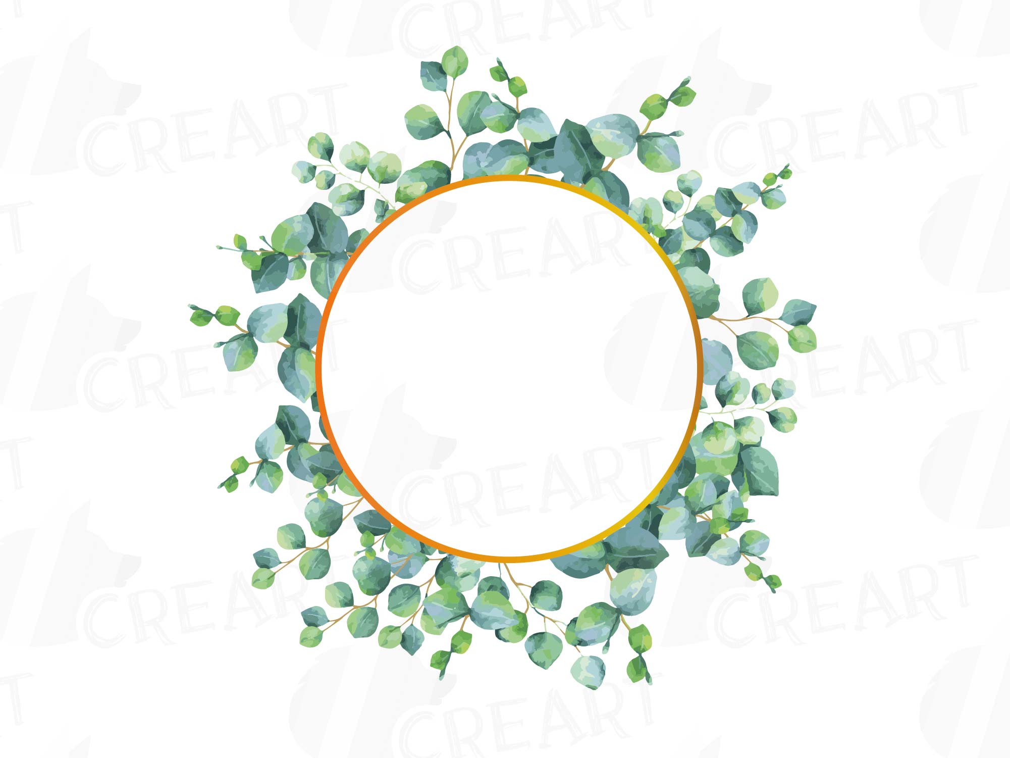 Eucalyptus frames watercolor clip art pack, Eucalyptus leaves design ...