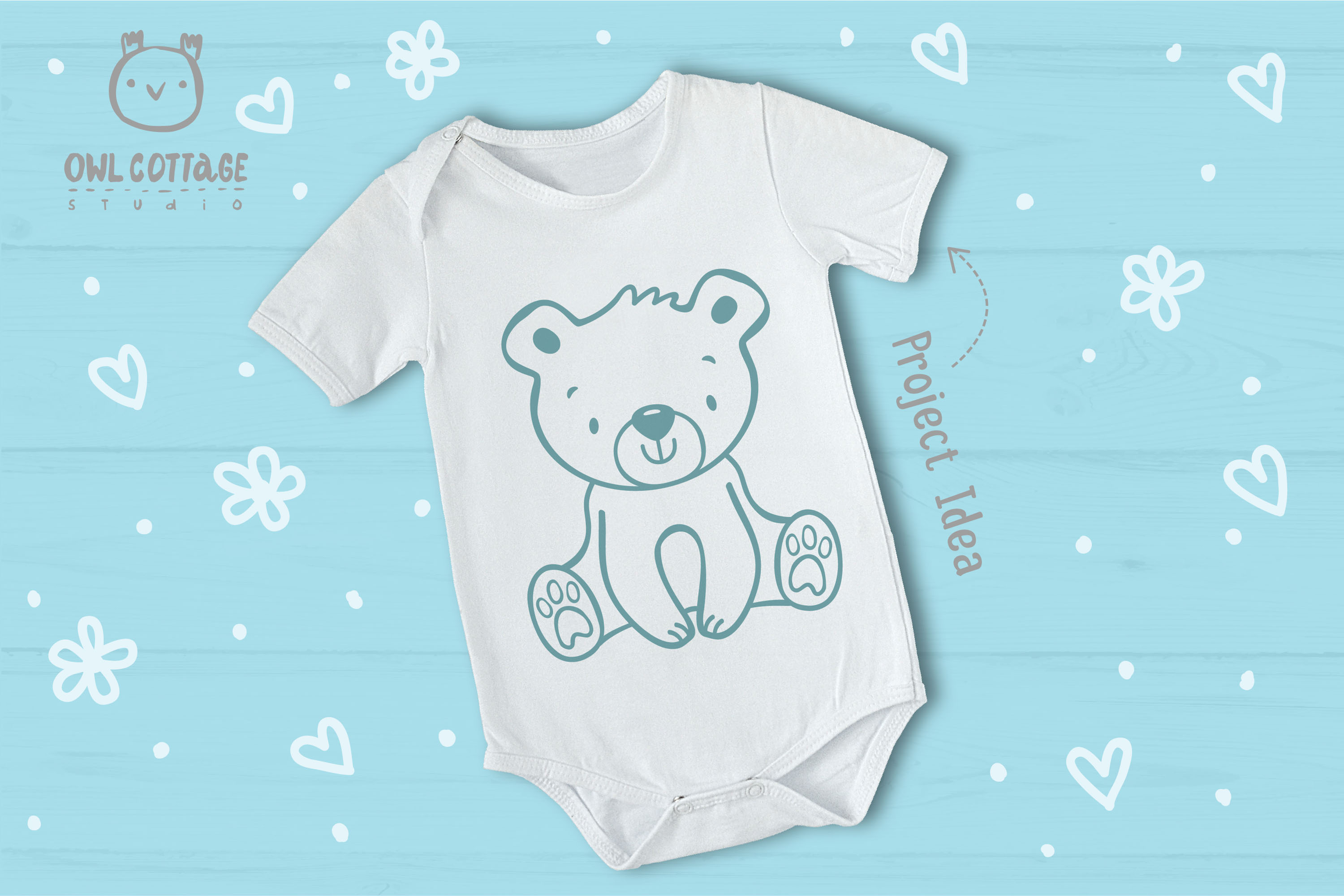 Download Little Bear with Flowers Crown Svg , Baby Bear Cut File, Ted